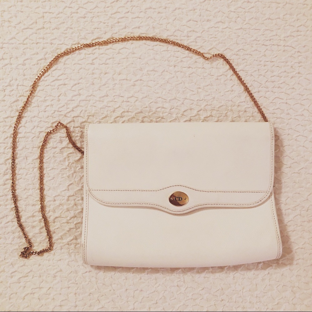 SOLD Vintage Christian Dior White Leather Purse